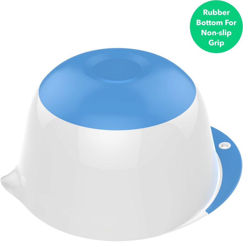 Vremi 3 Piece Plastic Mixing Bowl Set - Nesting Mixing Bowls with Rubber Grip Handles Easy Pour Spout and Non Slip Bottom - Three Sizes Small Large Capacity for Kitchen Baking or Salad - White Multi - Image 4